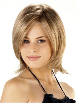 Pleasing Blonde Lace Front Chin Length Petite Wigs