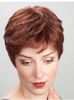 Short Copper 8 inch Straight Synthetic Monofilament Heat Resistant Wigs
