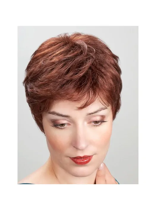 Short Copper 8 inch Straight Synthetic Monofilament Heat Resistant Wigs