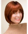 Synthetic 10 inch Straight Chin Length Copper Bob Wigs For Sale