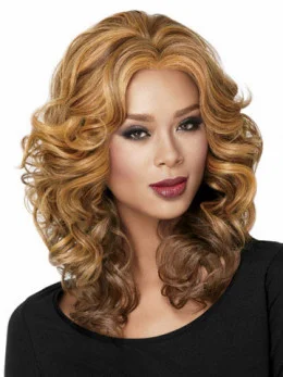Blonde Curly Synthetic Glamorous Medium Wigs