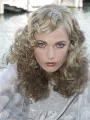 Young Fashion Grey Shoulder Length Curly Lace Front Human Wigs