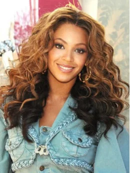 Beyonce Knowles Romantic and Stylish Long Wavy Full Lace Human Hair Wig about 20  inches