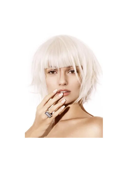 Young Fashion White Bobs With Side Bangs Wigs