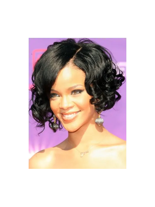 Rihanna Glowing and Flattering Short Twisty Curly Lace Human Hair Wig
