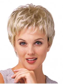 Soft Blonde Curly Cropped Synthetic Wigs