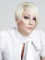 Young Fashion Platinum Blonde Very Short Stacked Bob Lace Front Bobs