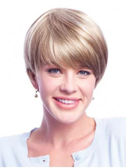 Remy Human Hair Blonde Monofilament Nice Short Wigs