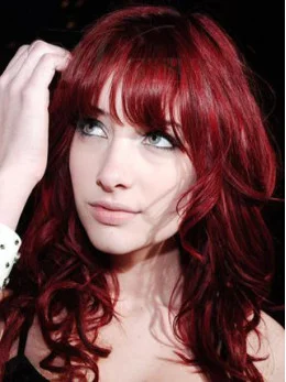 Hot Sale Most Popular Celebrity Red Color 100 per Human Hair Curly Wig 18  inches