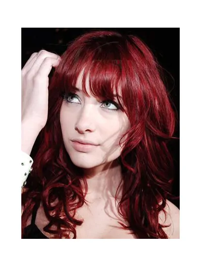 Hot Sale Most Popular Celebrity Red Color 100 per Human Hair Curly Wig 18  inches