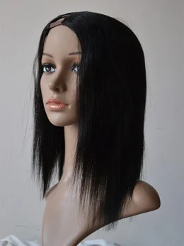 Trendy Black Lace Front Shoulder Length U Part Wigs