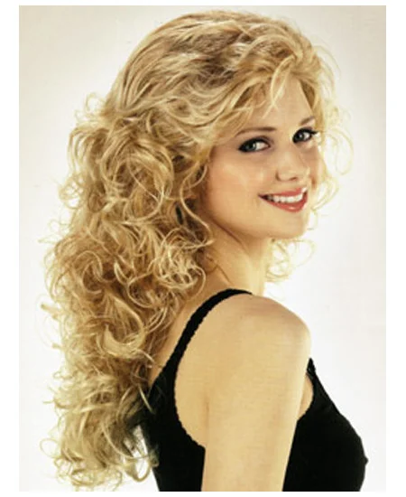Blonde Curly Synthetic Top Long Wigs