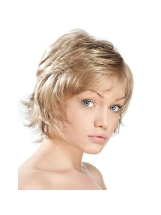 Blonde Monofilament Synthetic Natural Short Wigs