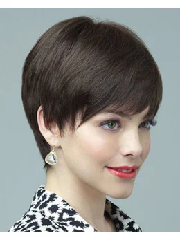 Brown Layered Straight Short Wigs