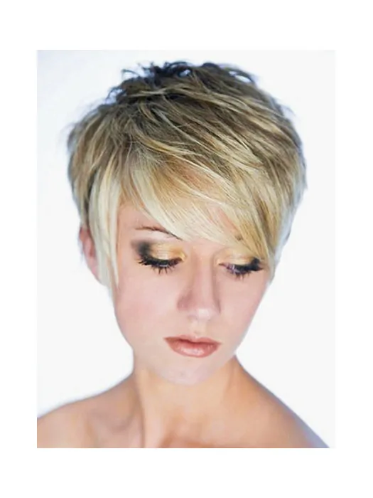 Style Blonde Straight Cropped Synthetic Wigs