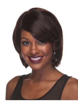 Trendy Brown Straight Chin Length African American Wigs
