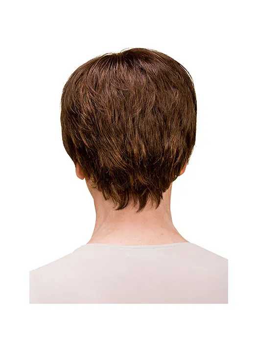 100 per Hand-tied Brown Short Wavy 8 inch Boycuts Good Synthetic Wigs