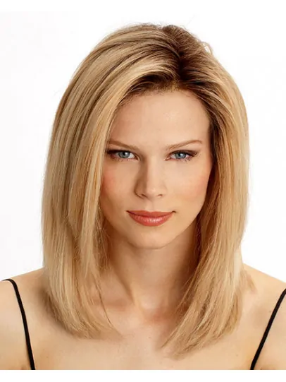 Affordable Blonde Lace Front Shoulder Length Remy Human Lace Wigs