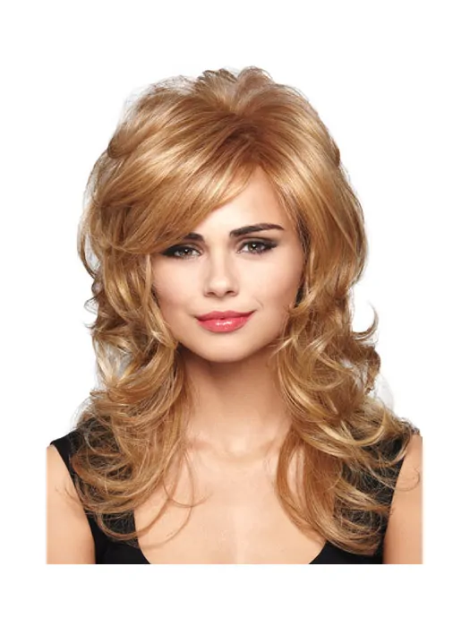 Gentle Blonde Curly Long Wigs For Cancer