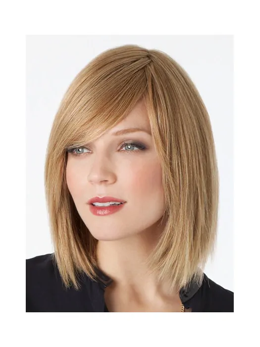 Mature Blonde Lace Front Shoulder Length Remy Human Lace Wigs