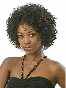 African American Classic Short Kinky Curly Lace Front Human Wigs