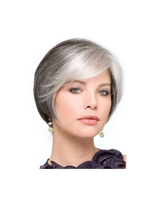 Soft Lace Front Short Synthetic Grey Wigs
