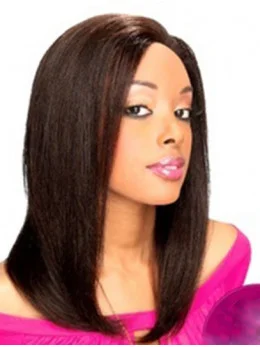 Good Black Lace Front Shoulder Length Human Hair Wigs