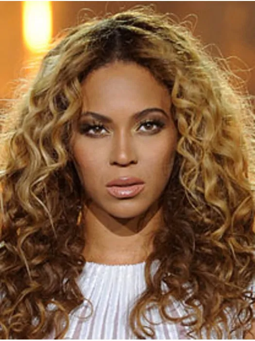 New Design Long Curly Blonde Without Bangs Beyonce Inspired Wigs