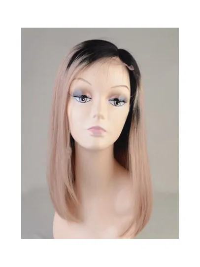 Ombre Color Customized Lob Full Blunt Ends Human Hair Full Lace Wig