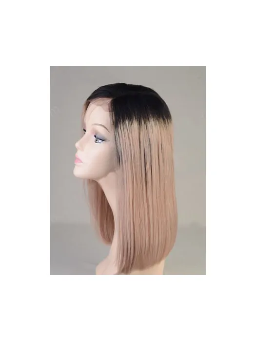 Ombre Color Customized Lob Full Blunt Ends Human Hair Full Lace Wig