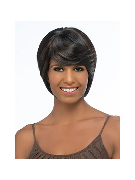 Graceful Black Straight Chin Length African American Wigs