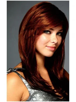 Amazing Auburn Lace Front Synthetic Long Wigs