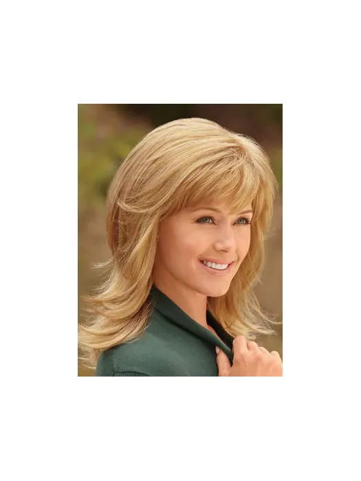 Polite Blonde Straight Shoulder Length Synthetic Wigs