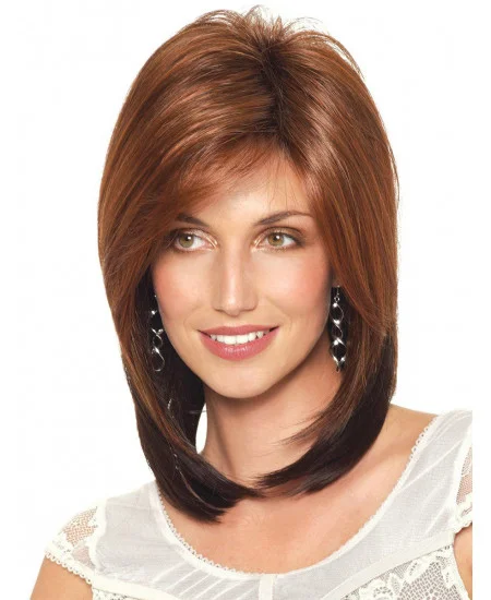 Popular Auburn Straight Shoulder Length Synthetic Wigs