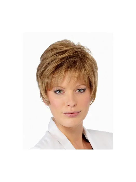 Graceful Blonde Straight Cropped Petite Wigs
