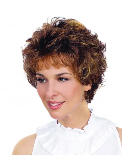 Discount Brown Curly Short Synthetic Wigs