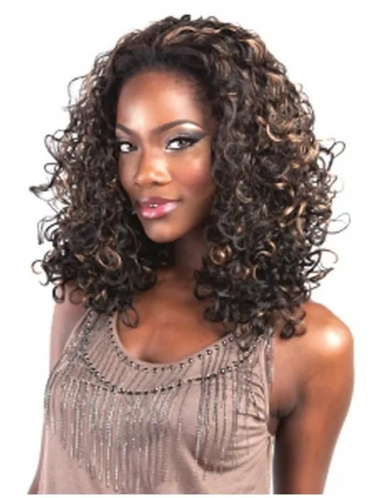 Refined Brown Curly Shoulder Length Human Hair Wigs and Half Wigs