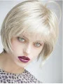 100 per Hand-tied Platinum Blonde Synthetic 10 inch Chin Length Ladies Bob Wigs