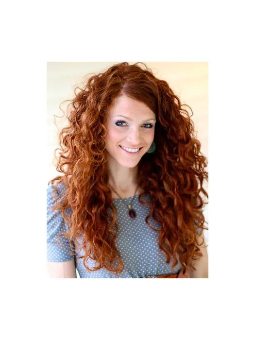 Cheapest Long Curly Lace Front Copper Wigs 20  inch