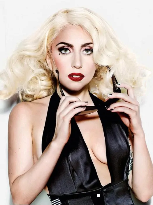 Ideal Blonde Curly Shoulder Length Lady Gaga Wigs