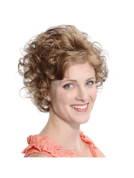 Brown Flexibility Curly Synthetic Medium Wigs