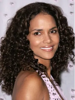 Halle Berry Long Kinky Curly Lace Human Hair Wig 16  inches