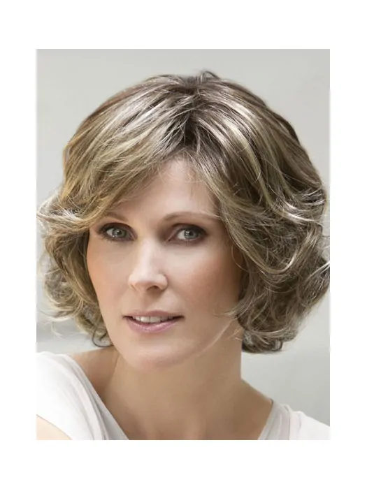 Sleek Brown Wavy Chin Length Wigs For Cancer