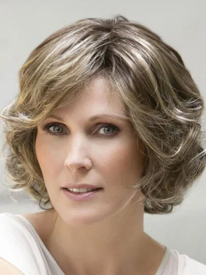 Sleek Brown Wavy Chin Length Wigs For Cancer