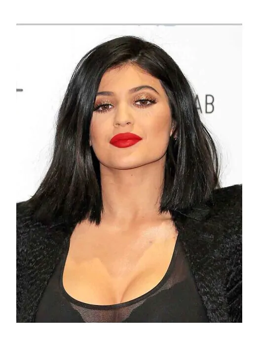 Affordable Shoulder Length Straight Black Bobs Kylie Jenner Inspired Wigs