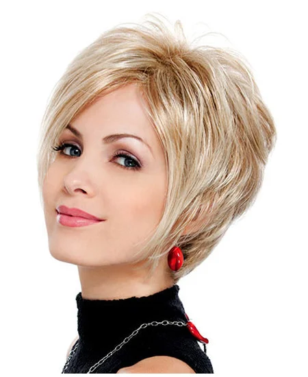 Online Blonde Straight Short Synthetic Wigs