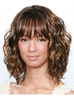 Online Brown Curly Shoulder Length African American Wigs