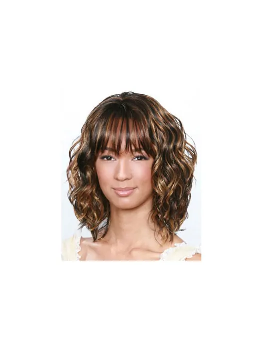 Online Brown Curly Shoulder Length African American Wigs