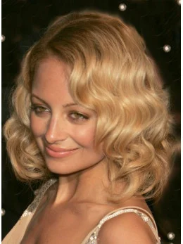 Fabulous Blonde Wavy Shoulder Length Celebrity Wigs