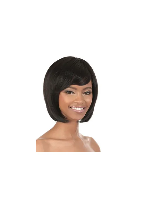 Elegant Black Straight Chin Length African American Wigs